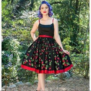 Pinup Couture Med Jenny Dress Black Cherry Print
